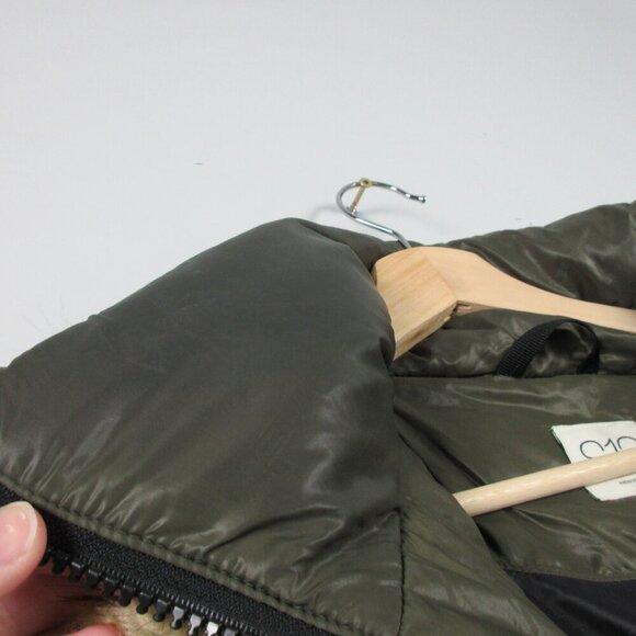 S13 Chalet Belted Faux Fur Women's M Green Trim Down Hooded Puffer Jacket - Picture 10 of 16